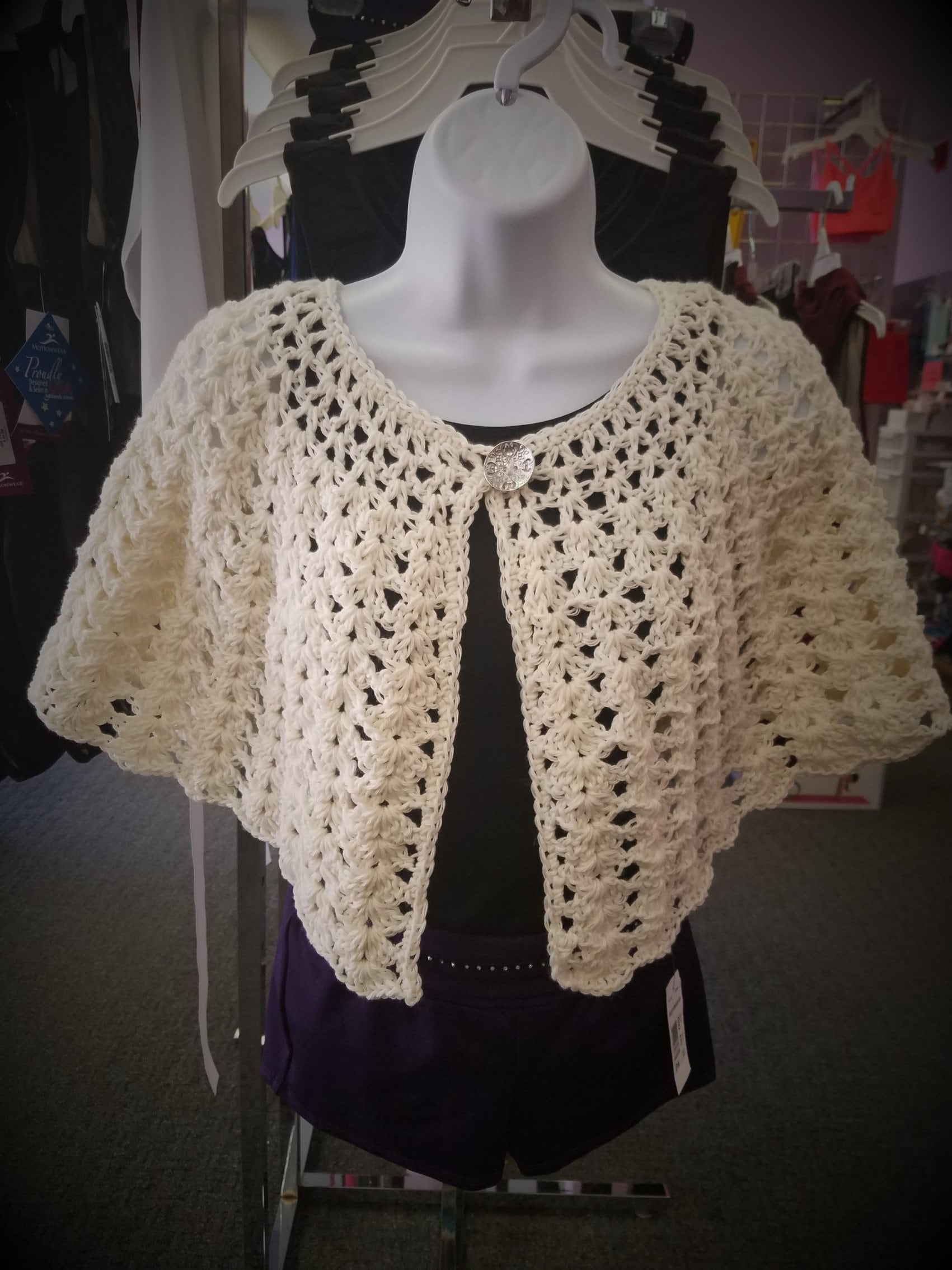 Crochet Capelet Shawl w/ Button