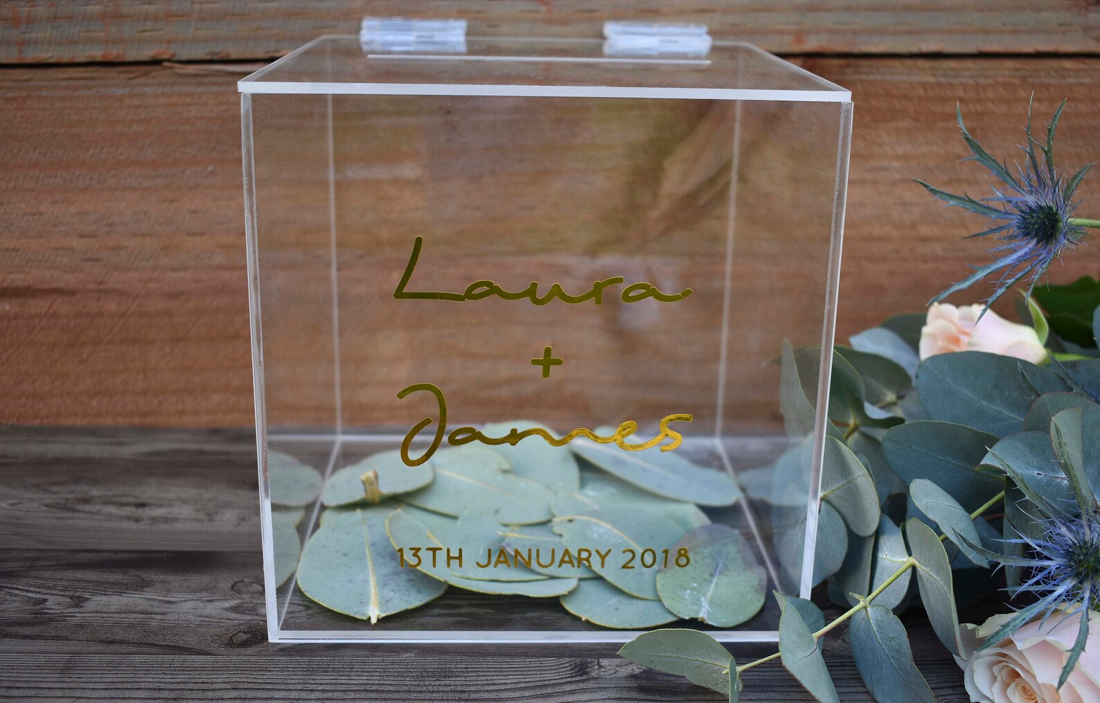 Clear Acrylic Cards Box with Gold Foil Clear Wishing Well Etsy