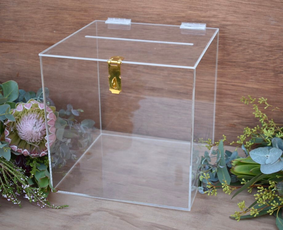 Clear Acrylic Cards Box with Gold Foil Clear Wishing Well Etsy