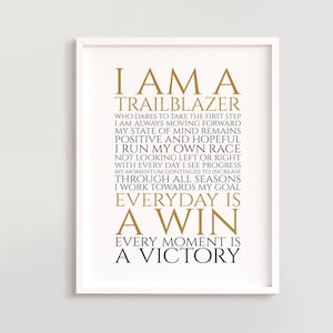 Motivierende Sprüche, Erfolg Zeichen groß als Geschenke - I Am A Trailblazer, druckbare Büro Wandkunst Poster und Karten YOU PRINT 40498