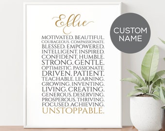 Strong Women Empowerment Success Quotes - Personalized Home or Office Wall Art Printable, Custom Gift Card on Growth Mindset YOU PRINT 40503