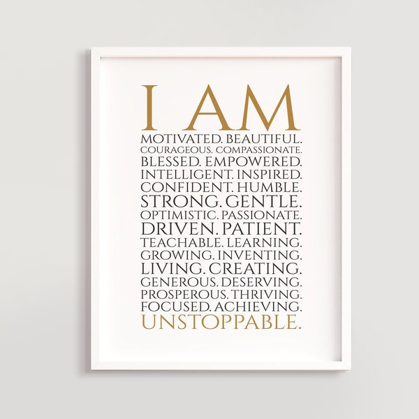 Strong Women Empowerment Motivational Quotes - I Am Motivated, Beautiful - Typography Printable, Wall Art Gifts YOU PRINT 40490