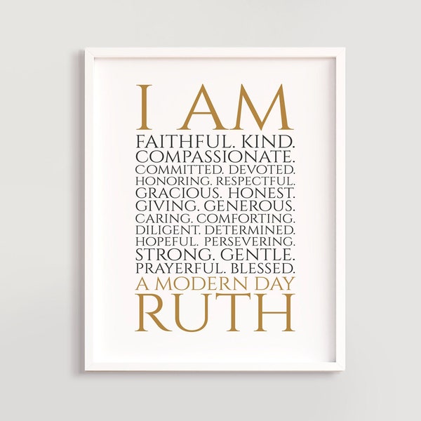 Ruth Modern Day Biblical Woman Wall Art Gift Printable - Christian Positive Words for Women, Teens and Girls YOU PRINT 40565