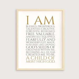 Who I Am In Christ, Identity In Christ - I Am A Child Of The Most High God Quote - Christian Wall Art Printable Gifts YOU PRINT 40568
