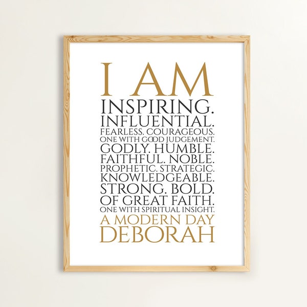 Deborah Modern Day Biblical Woman Leadership Wall Art Gift Printable - Christian Positive Quotes for Women, Teens and Girls YOU PRINT 40566