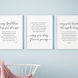 Poster Forever Young - Bob Dylan Songtexte Kinderzimmer Wand Kunst Poster Geschenk, Neugeborenes Baby Mädchen Printable Set Von 3 YOU PRINT 40593