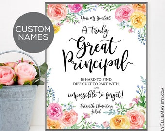 Principal Retirement Gifts - Custom Appreciation Sign Printable, Personalized Wall Art or Card for the Great Principals YOU PRINT 40536