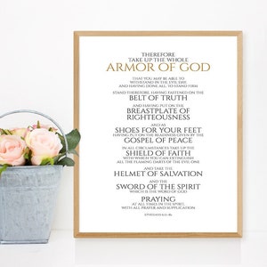 Whole Armor Of God, Ephesians Bible Verses Wall Art Printable Gifts  - Christian Quotes on Self Care and Spiritual Warfare YOU PRINT 40761