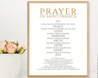 Prayer Of St Francis Wall Art - Saint Francis Of Assisi Social Justice Quote Christian Poster Sign Religious Printable YOU PRINT 40717