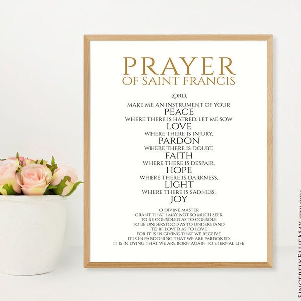 Prayer Of St Francis Wall Art - Saint Francis Of Assisi Social Justice Quote Christian Poster Sign Religious Printable YOU PRINT 40717