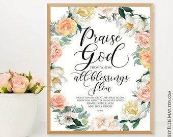 Doxology Hymn Wall Art Printable Poster, Praise God From Whom All Blessings Flow - Christian Sign Gift For Woman YOU PRINT 40654