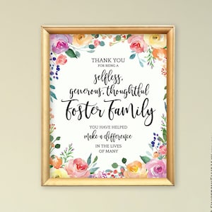 Foster Family Appreciation Gifts, great as Foster Care Parent Wall Art Poster Printable Thank You Gift YOU PRINT 40479