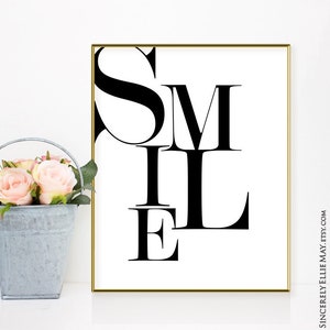 Smile Signs Large Wall Art Choose Happy Quote Poster, Black And White Typography Printable, Home Decor Gifts For Friends YOU PRINT 40650