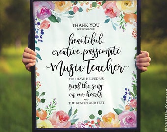 Music Teacher Appreciation Gift, great as Thank You Quote Printable Wall Art - Goodbye Retirement Gift Ideas for Teacher YOU PRINT 40588