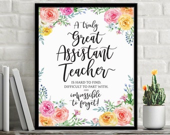 Assistant Teacher Thank You Gifts YOU PRINT - Wall Art Printable great as Goodbye Gift for the Well Loved Assistant Teacher 40120