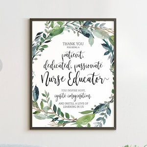 Regalo de agradecimiento para educador de enfermería, cita inspiradora Arte de pared Imprimible Gracias por enfermera maestra o instructor USTED PRINT 41081