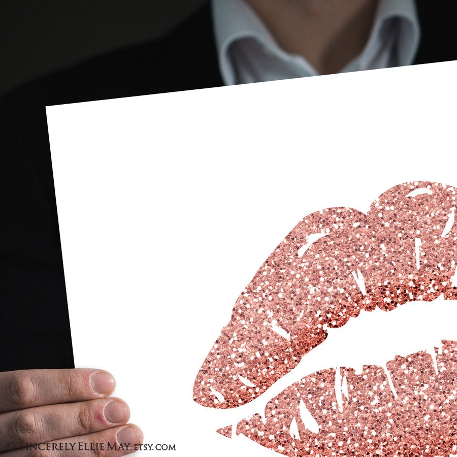 Rose Gold Lips Wall Art Beautiful Luscious Lips Makeup Etsy