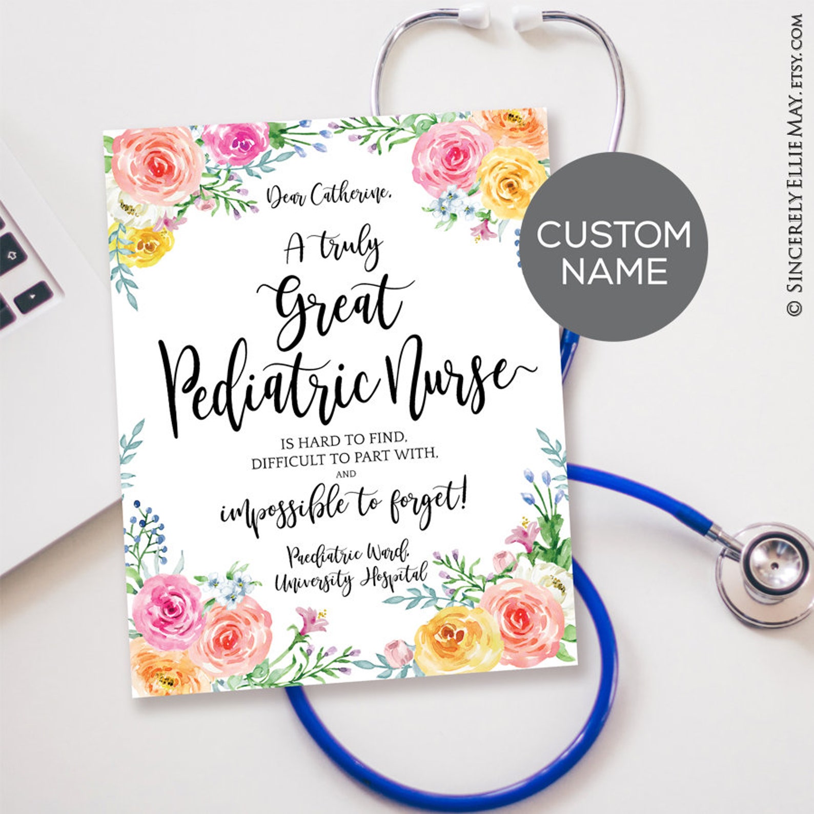 Pediatric Nurse Gifts Personalized Appreciation Printable Etsy
