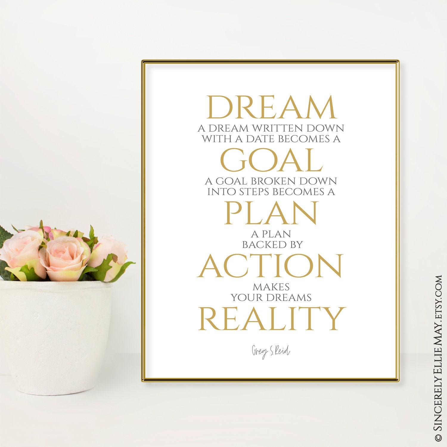 Dream Goal Plan Action Reality Greg S. Reid Motivational Etsy