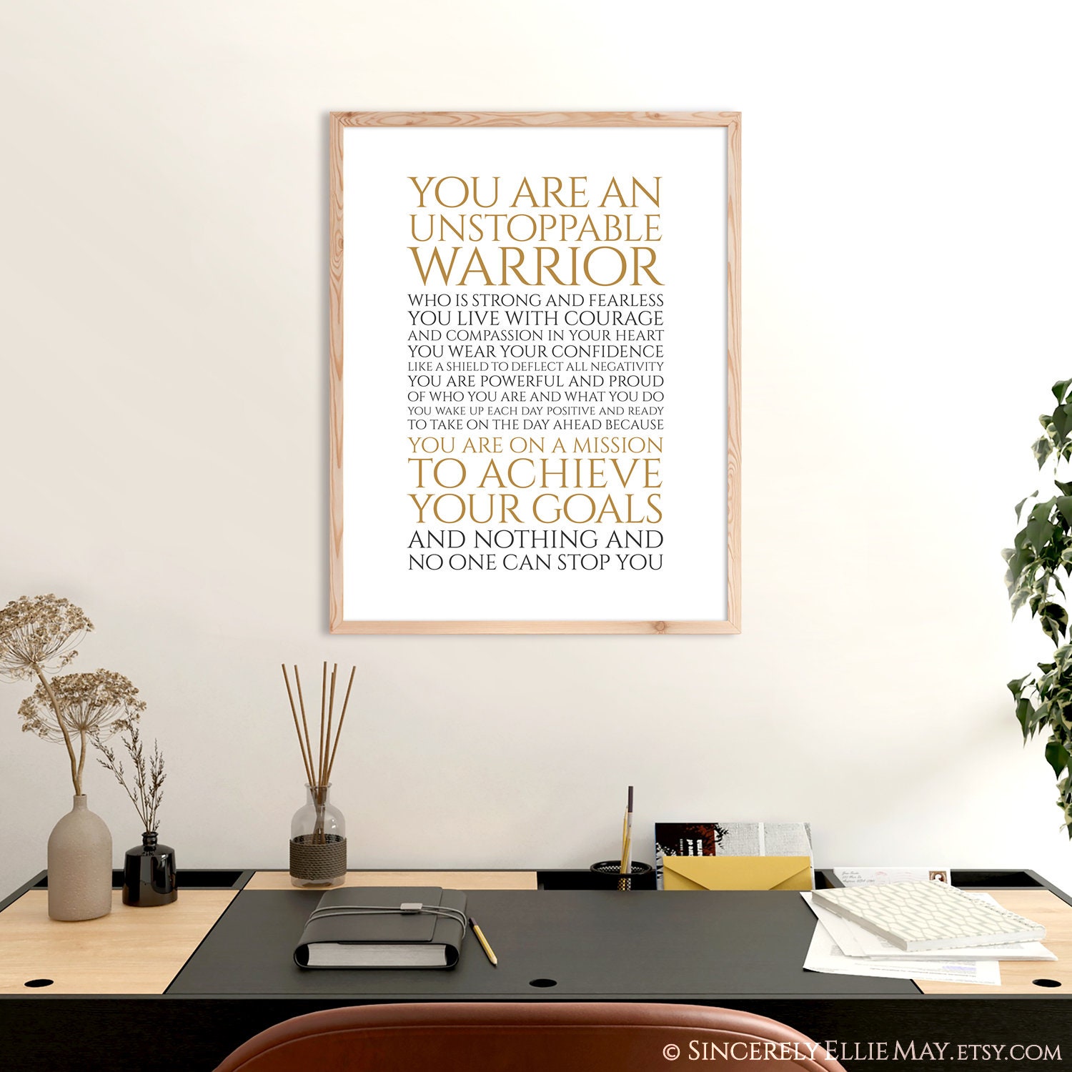 Strong Woman Motivational Desk Sign - Acrylic & Pine Wood Stand, Empowerment Gift For Coworker, Boss, Friend