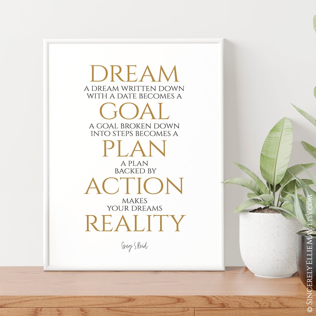 Dream Goal Plan Action Reality Greg S. Reid Motivational Etsy 日本