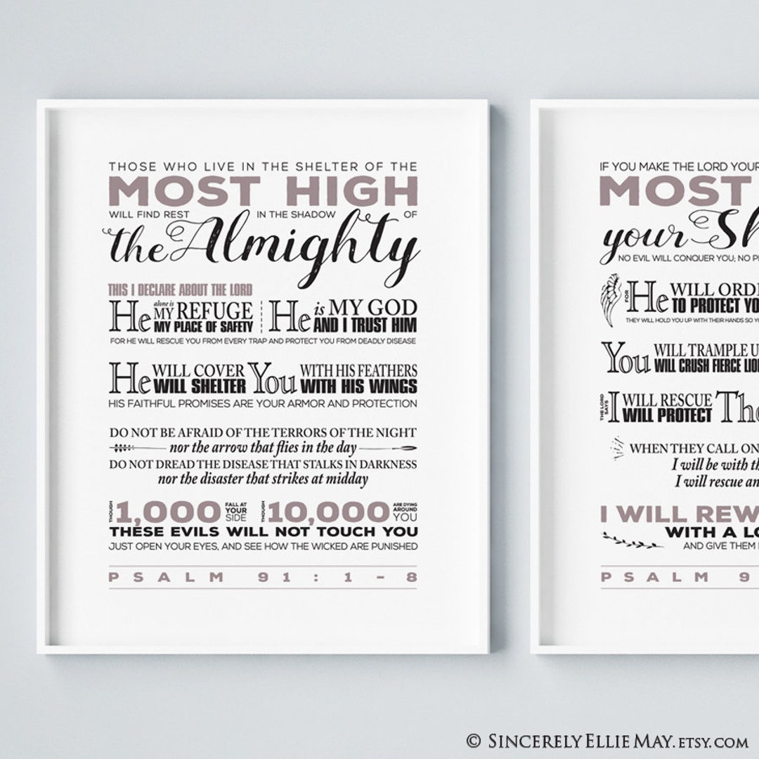 Psalm 91 Printables Powerful Wall Art Gods Promises From NLT - Etsy