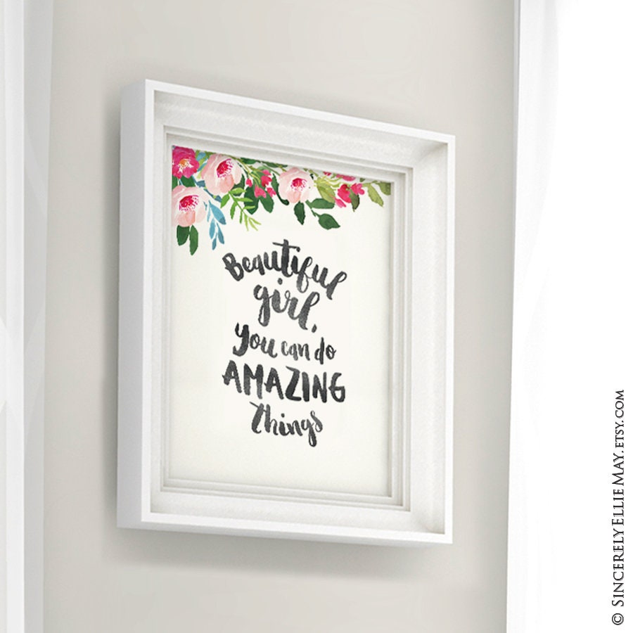 Baby Girl Quote Wall Art Beautiful Girl You Can Do Amazing Etsy Australia