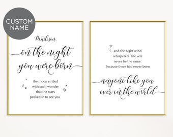 On The Night You Were Born - New Baby and Parent Gift, Name Personalised Wall Art YOU PRINT Printable great as Nursery or Home Decor 40303