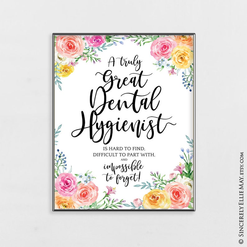 Dental Hygiene Gifts Dental Hygienists Appreciation Wall Art Etsy