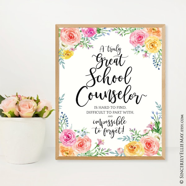 School Counselor Office Wall Decor Printable and Card Gifts - Therapist Work Appreciation Quote as Thank You YOU PRINT 40638