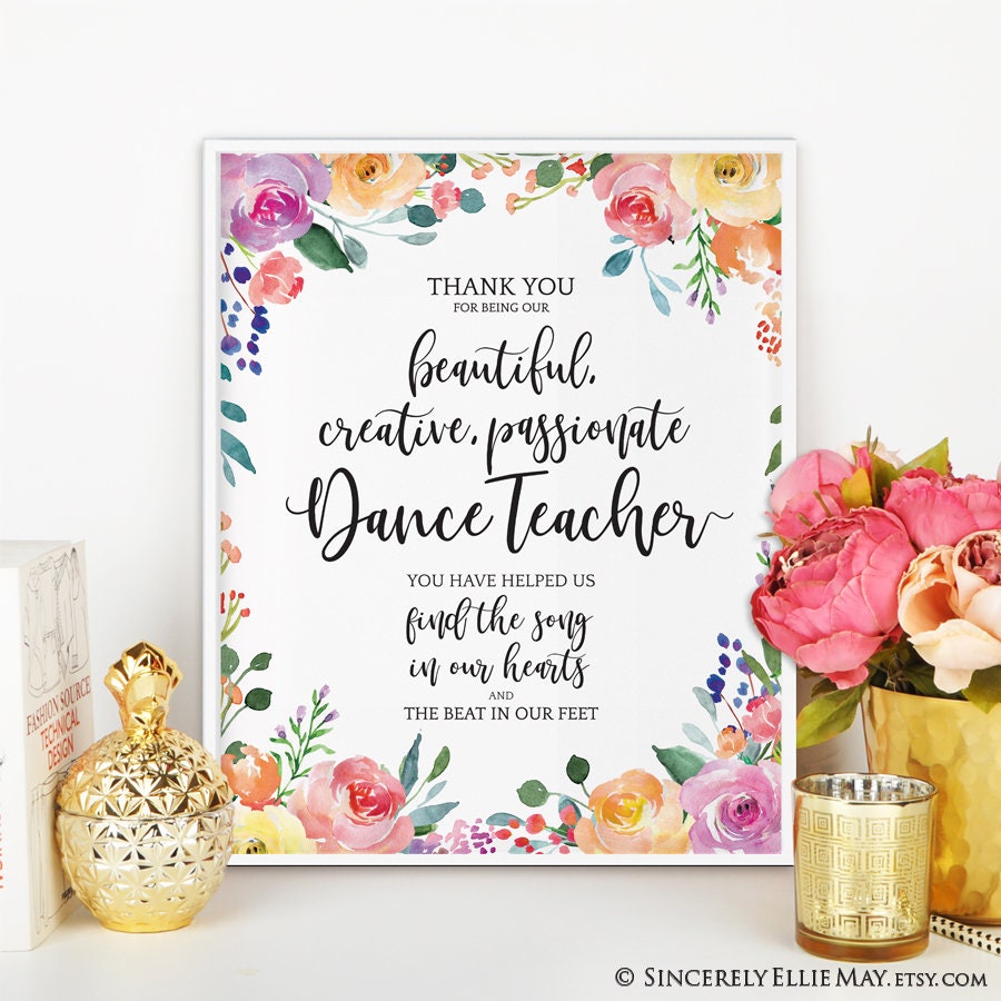 PERSONALISED DANCE TEACHER WORD ART END OF YEAR THANK YOU PRINT GIFT PRESENT