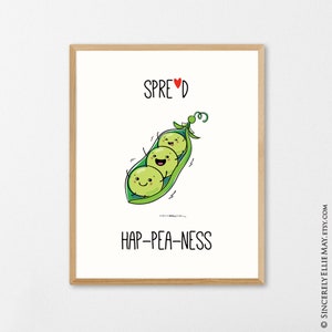 Cura di sé e amore Kawaii Food Pun Wall Art Decor Stampabile, Spread Hap-Pea-Ness Card, Citazioni ispiratrici sulla felicità CHE STAMPI 40751