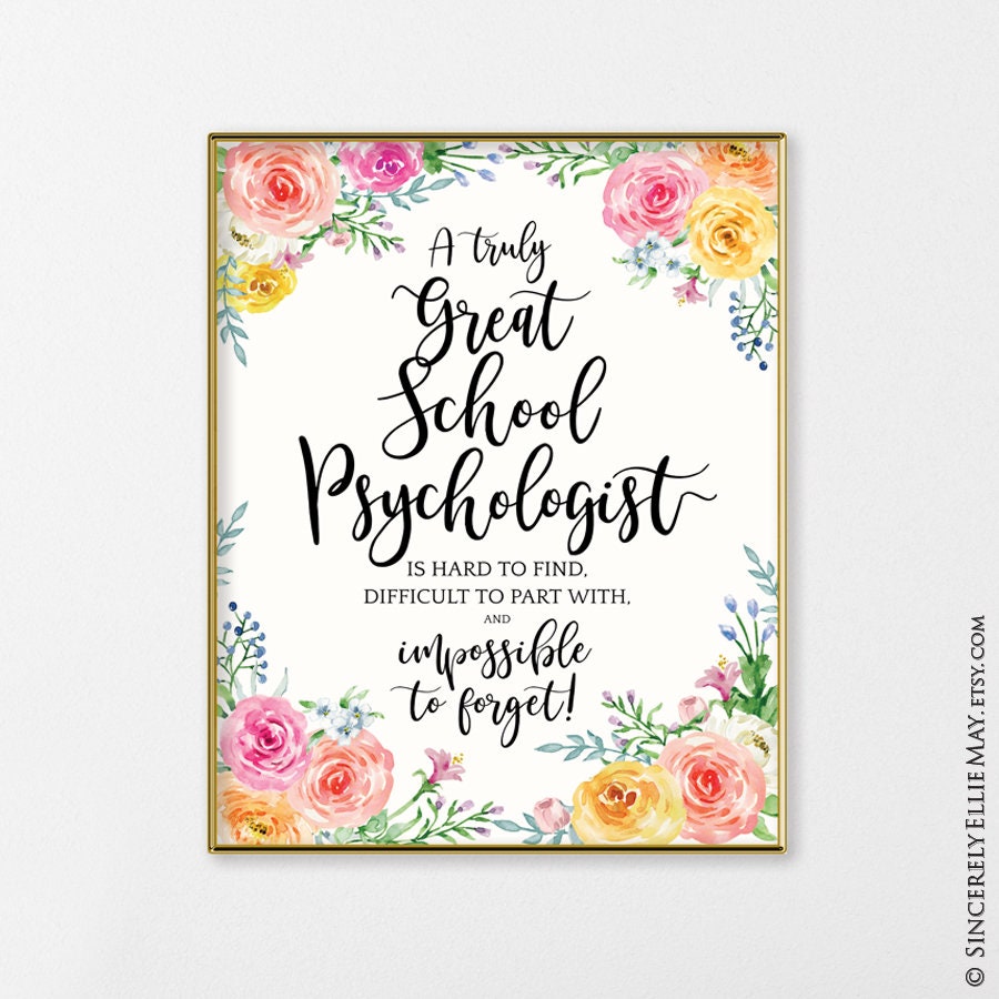 School Psychologist Appreciation Gifts Psychology Wall Art Etsy