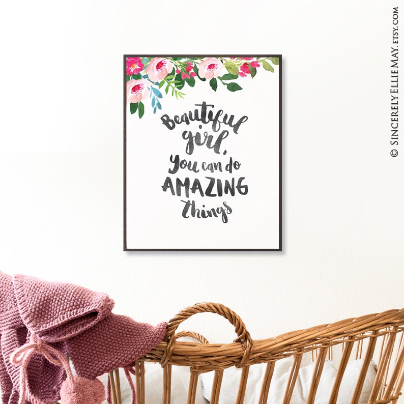 Baby Girl Quote Wall Art Beautiful Girl You Can Do Amazing Etsy Australia