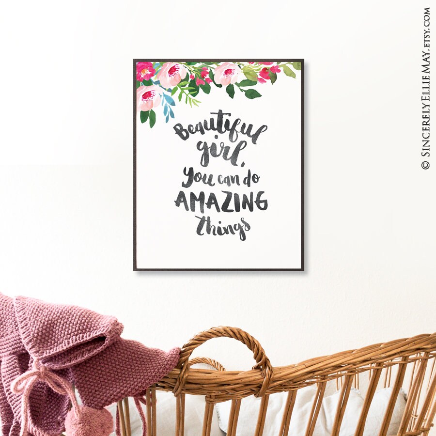 Baby Girl Quote Wall Art Beautiful Girl You Can Do Amazing - Etsy Australia