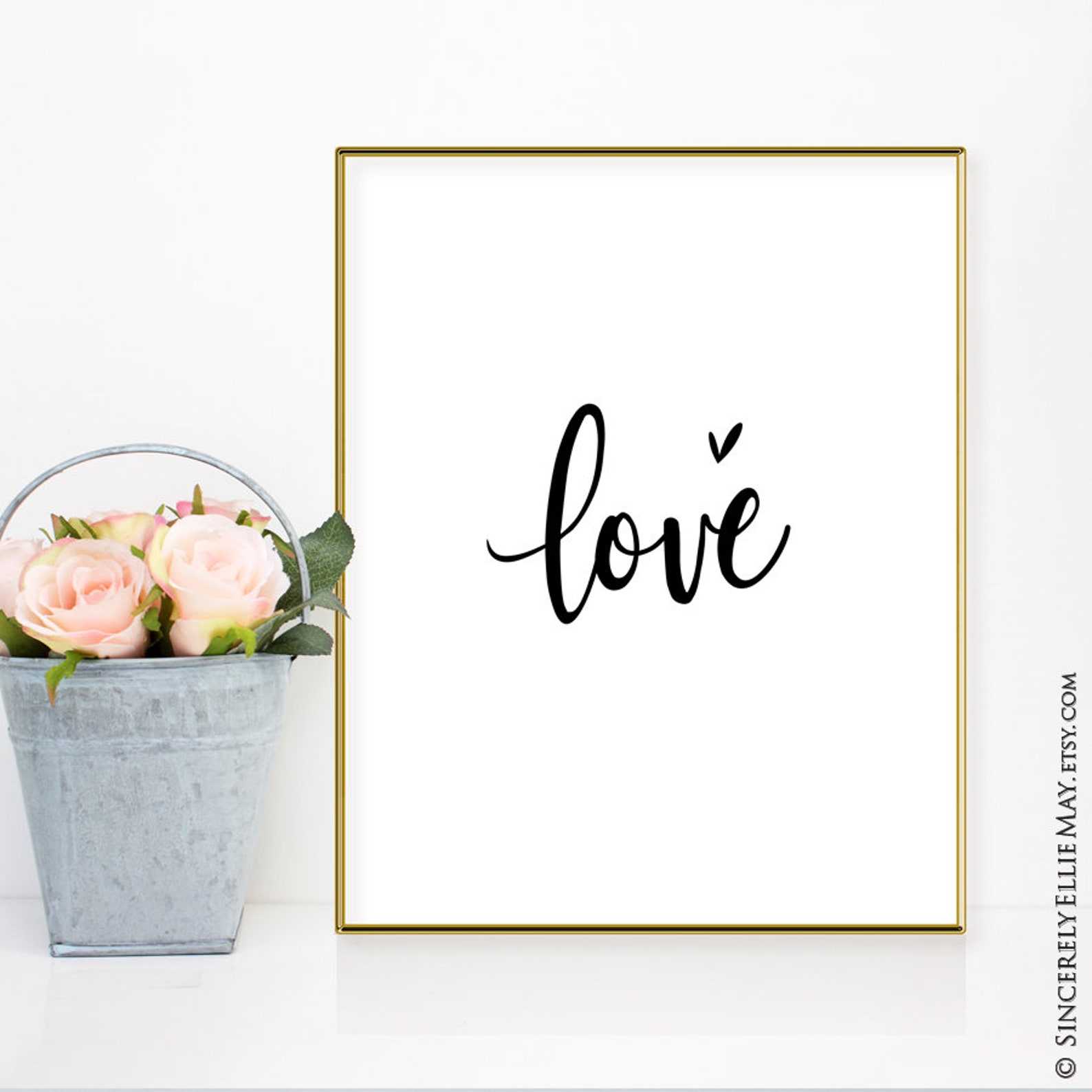 Love One Word Typography Wall Art Sign Wedding Poster Family Etsy