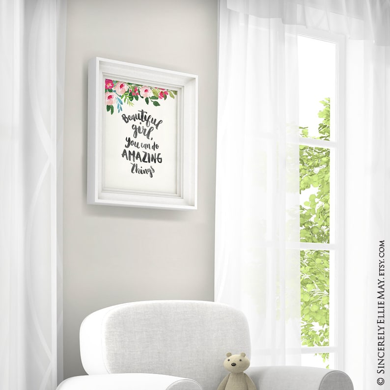 Baby Girl Quote Wall Art Beautiful Girl You Can Do Amazing Etsy
