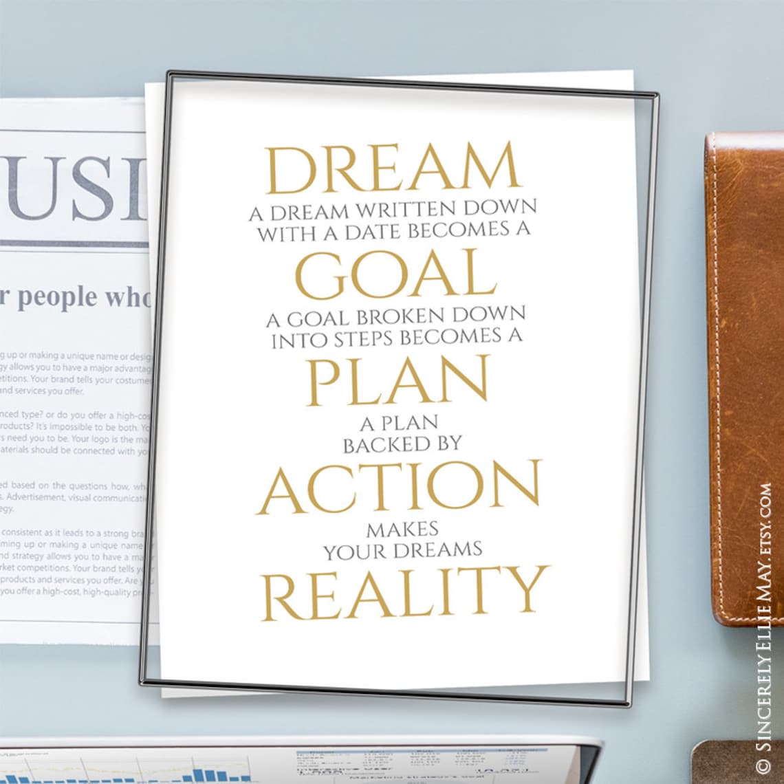 Dream Goal Plan Action Reality Motivational Quotes Etsy