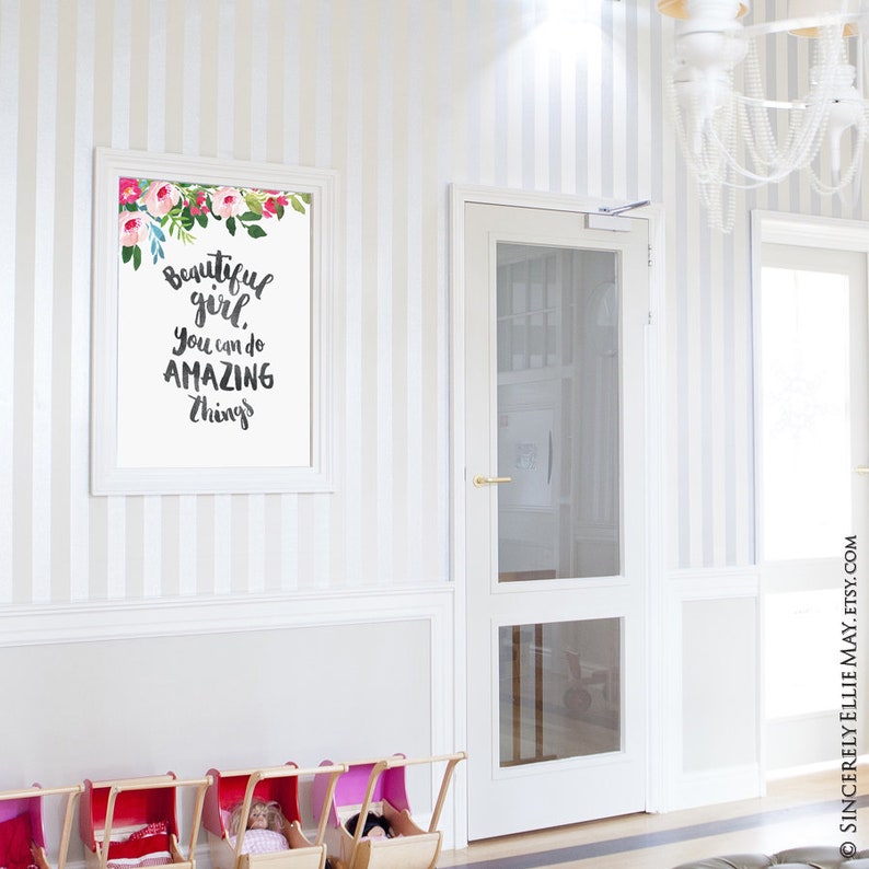 Baby Girl Quote Wall Art Beautiful Girl You Can Do Amazing Etsy