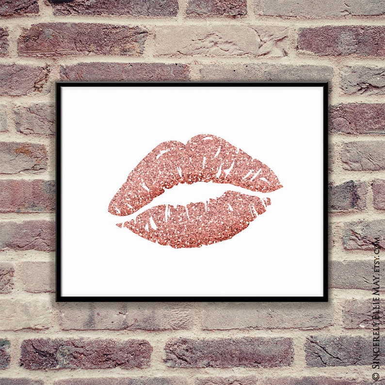 Rose Gold Lips Wall Art Beautiful Luscious Lips Makeup Etsy Australia