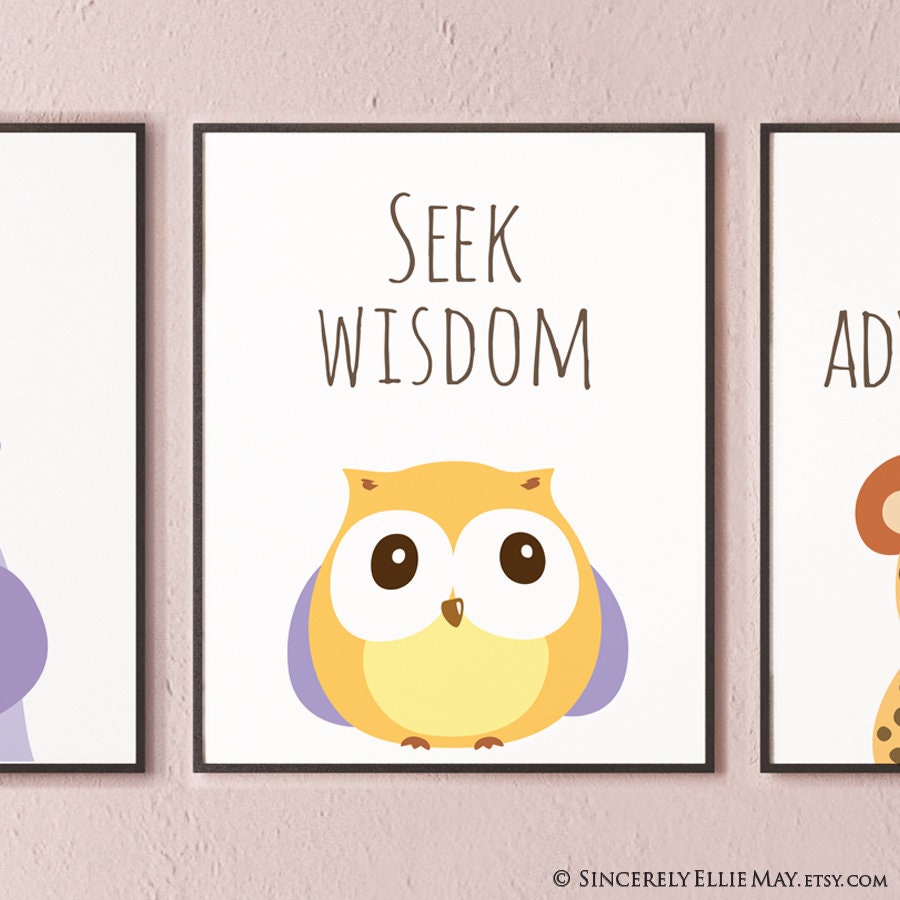 Safari Nursery Decor Poster Owl Wall Art Wisdom Quote - Etsy Australia
