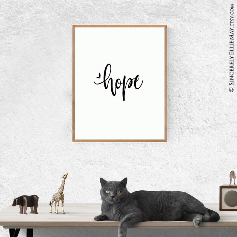 Hope Inspirational Quote Wall Art Minimalist Typography Large Etsy