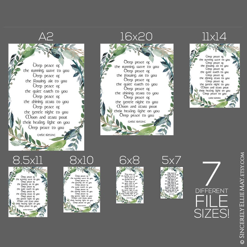 Deep Peace Gaelic Blessing Wall Art Decor Irish Sayings Etsy