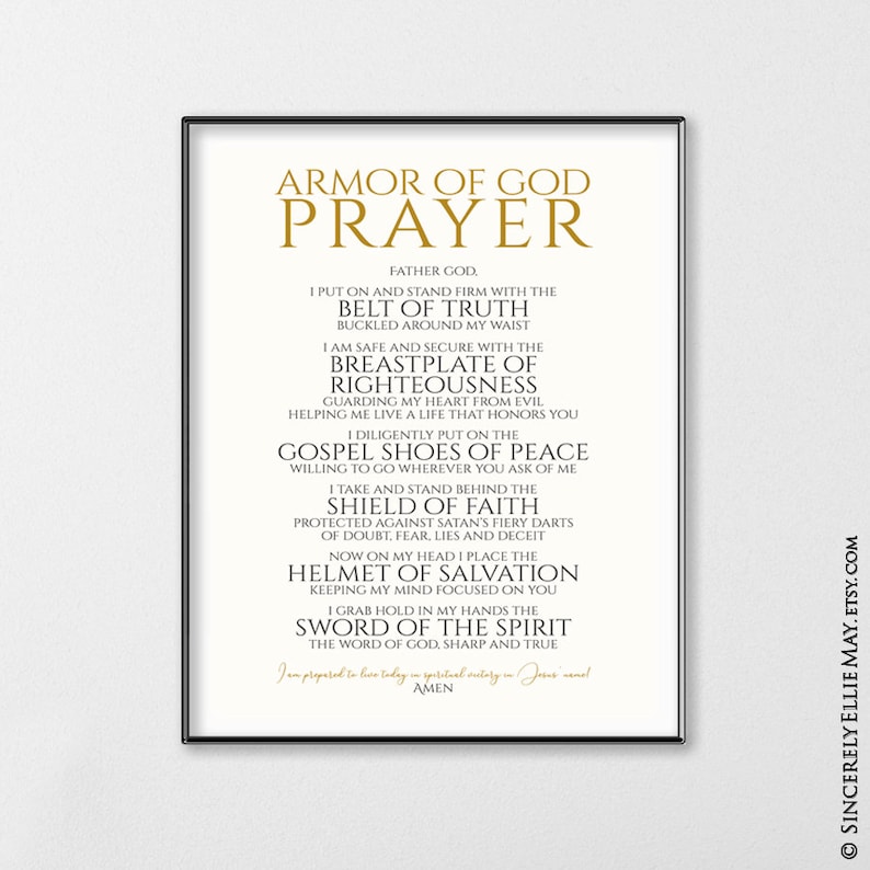 Armor of God Christian Spiritual Warfare Prayer Wall Art - Etsy