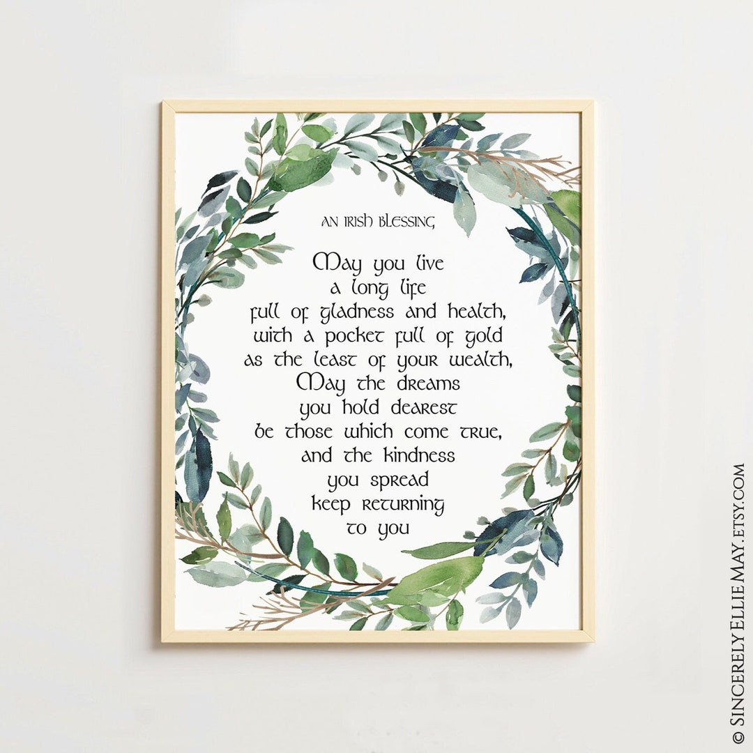 Irish Blessing Printable, Saint Patricks Day Wall Art - Wreath Poem ...