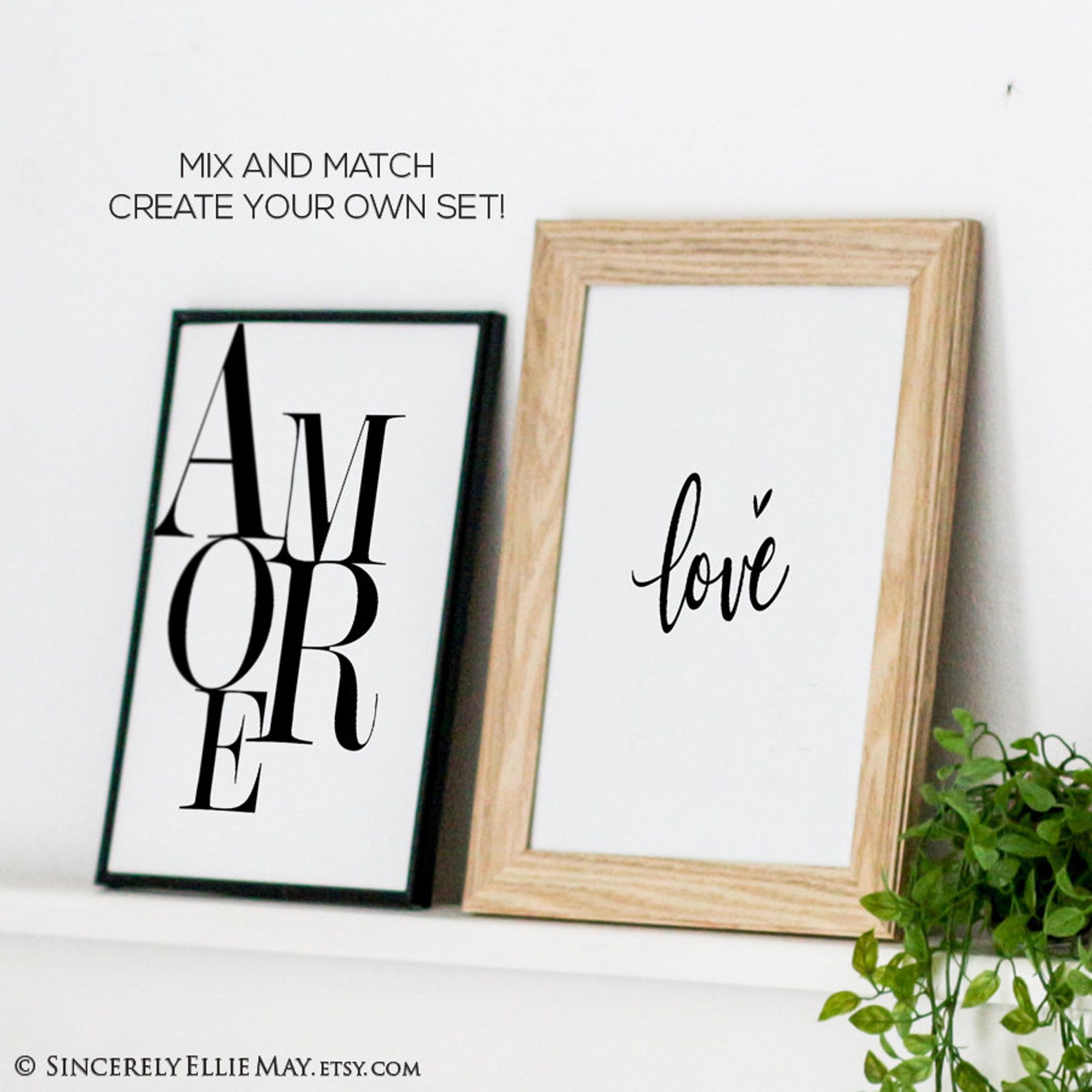 Love One Word Typography Wall Art Sign Wedding Poster Family Etsy