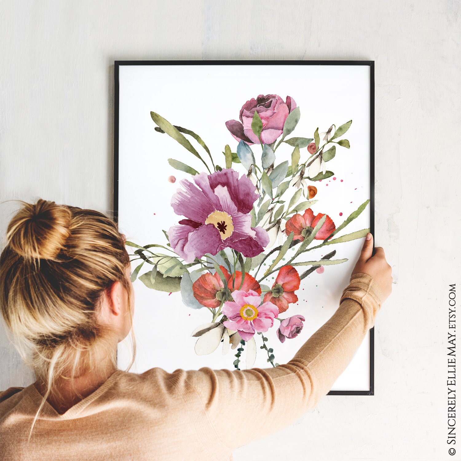 Flower Bouquet Wall Art Decor Set of 2 Digital Prints Etsy Australia