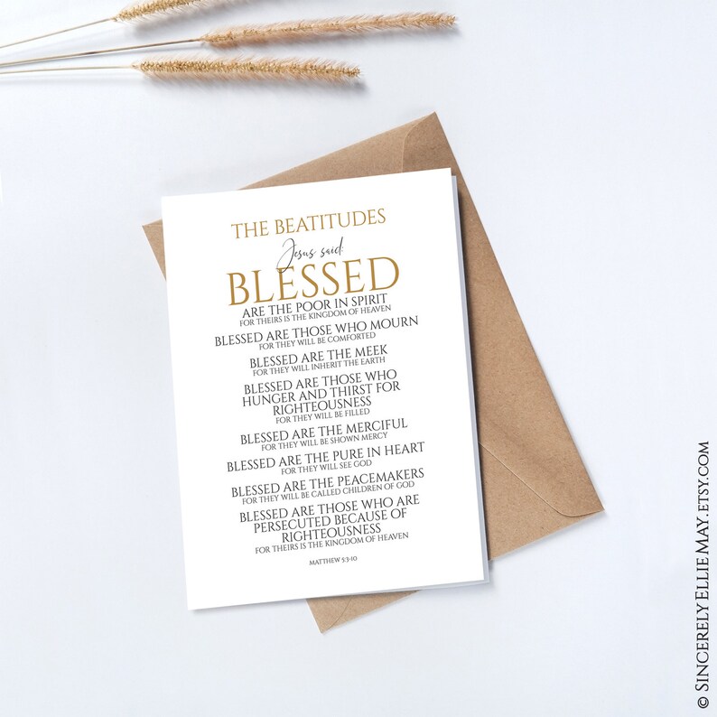 Beatitudes Blessed Sign Christian Wall Art Typography Large Prints ...