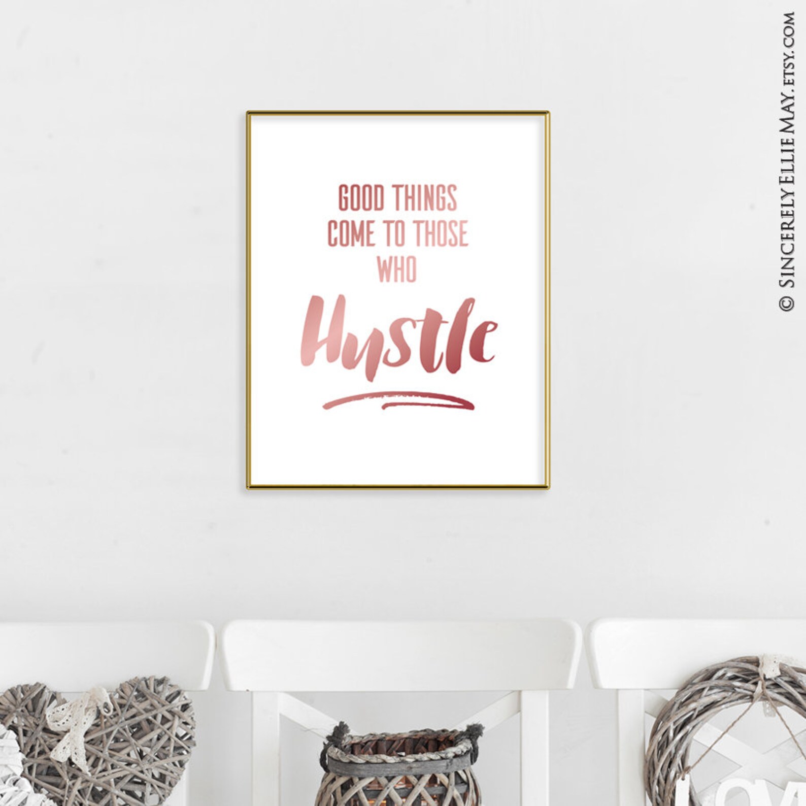 Rose Gold Office Wall Art Good Things Come to Those Who Etsy