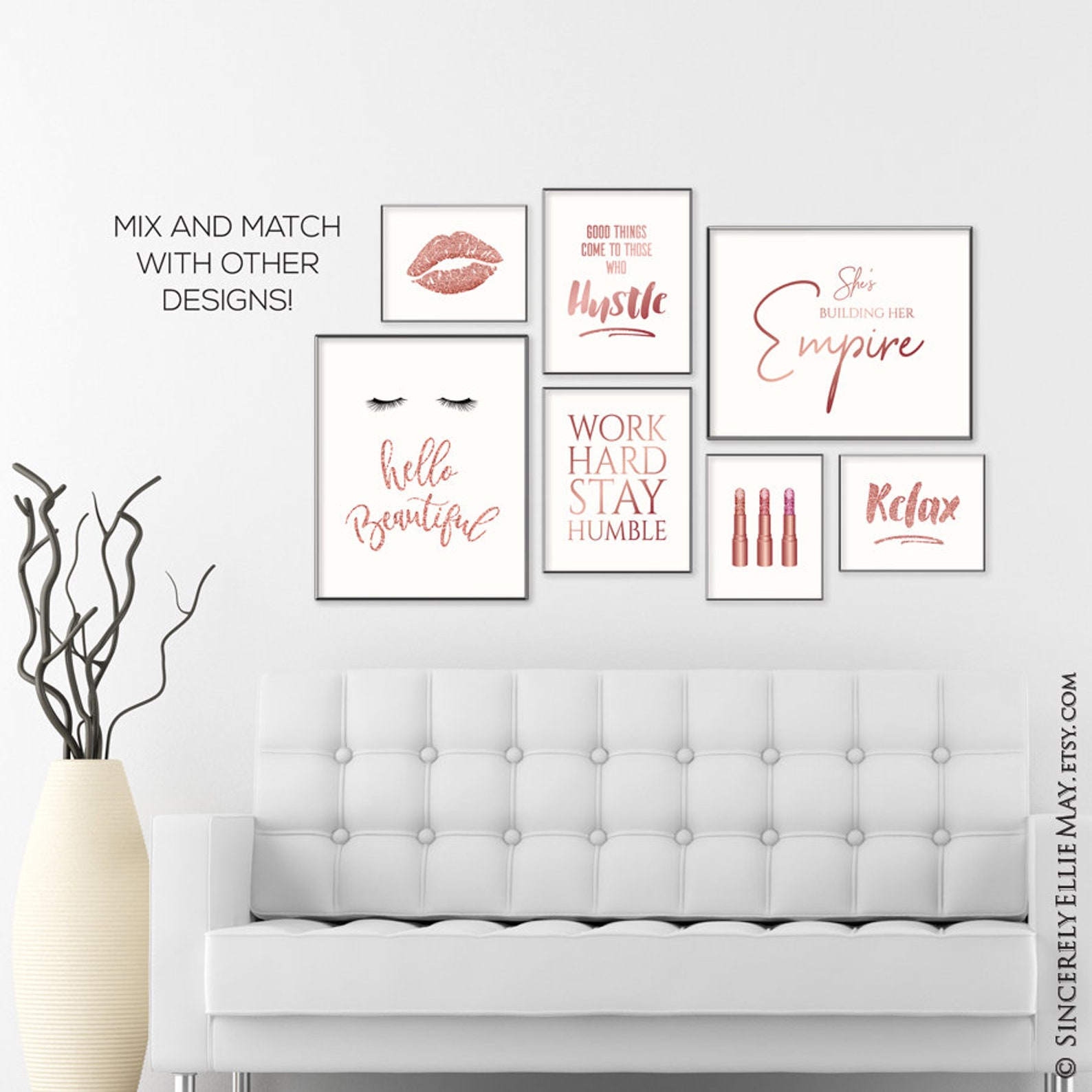 Rose Gold Lips Wall Art Beautiful Luscious Lips Makeup Etsy